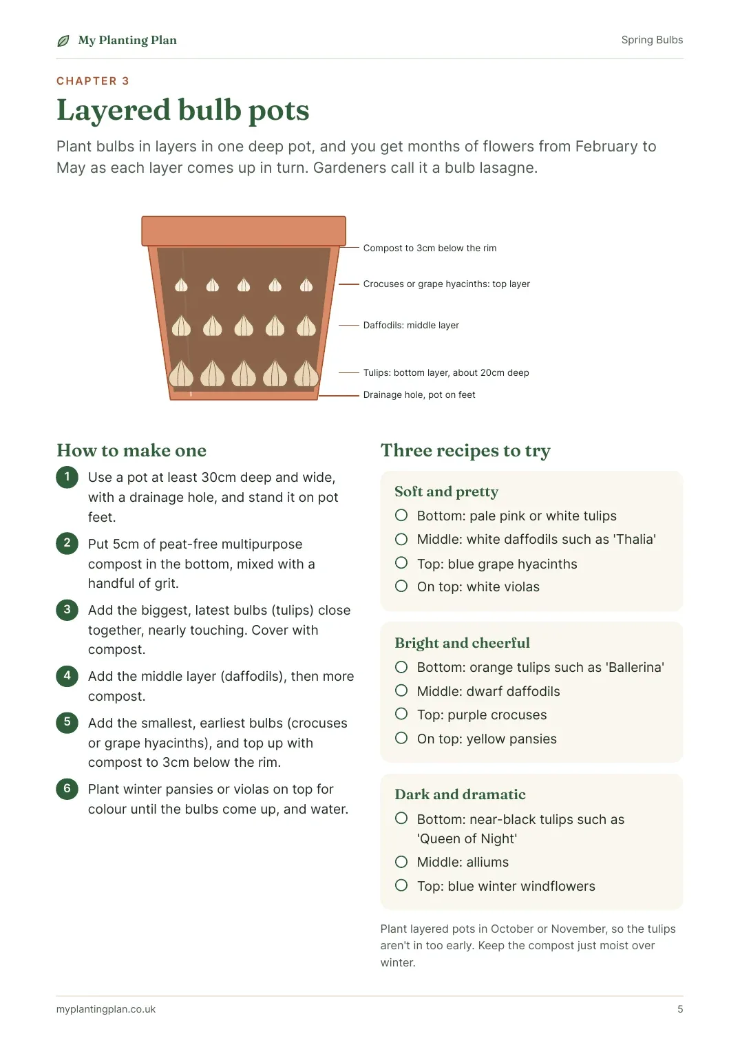 A page from inside the Spring Bulbs guide