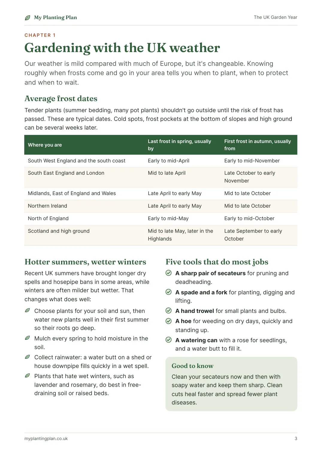 A page from inside the The UK Garden Year guide
