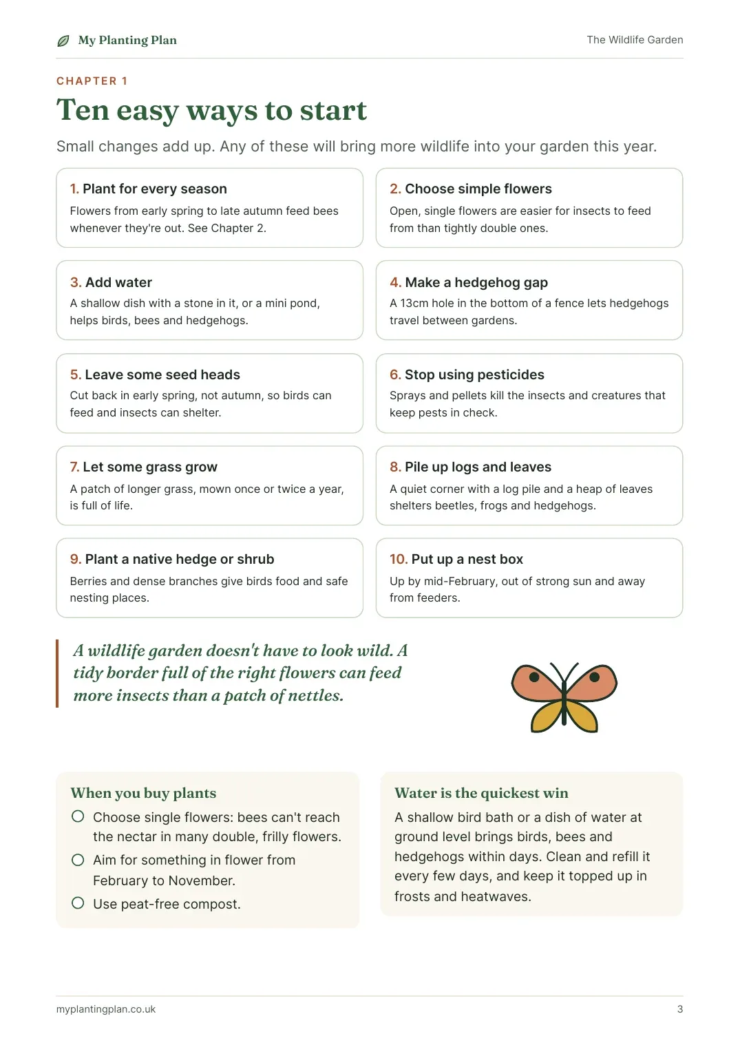 A page from inside the The Wildlife Garden guide